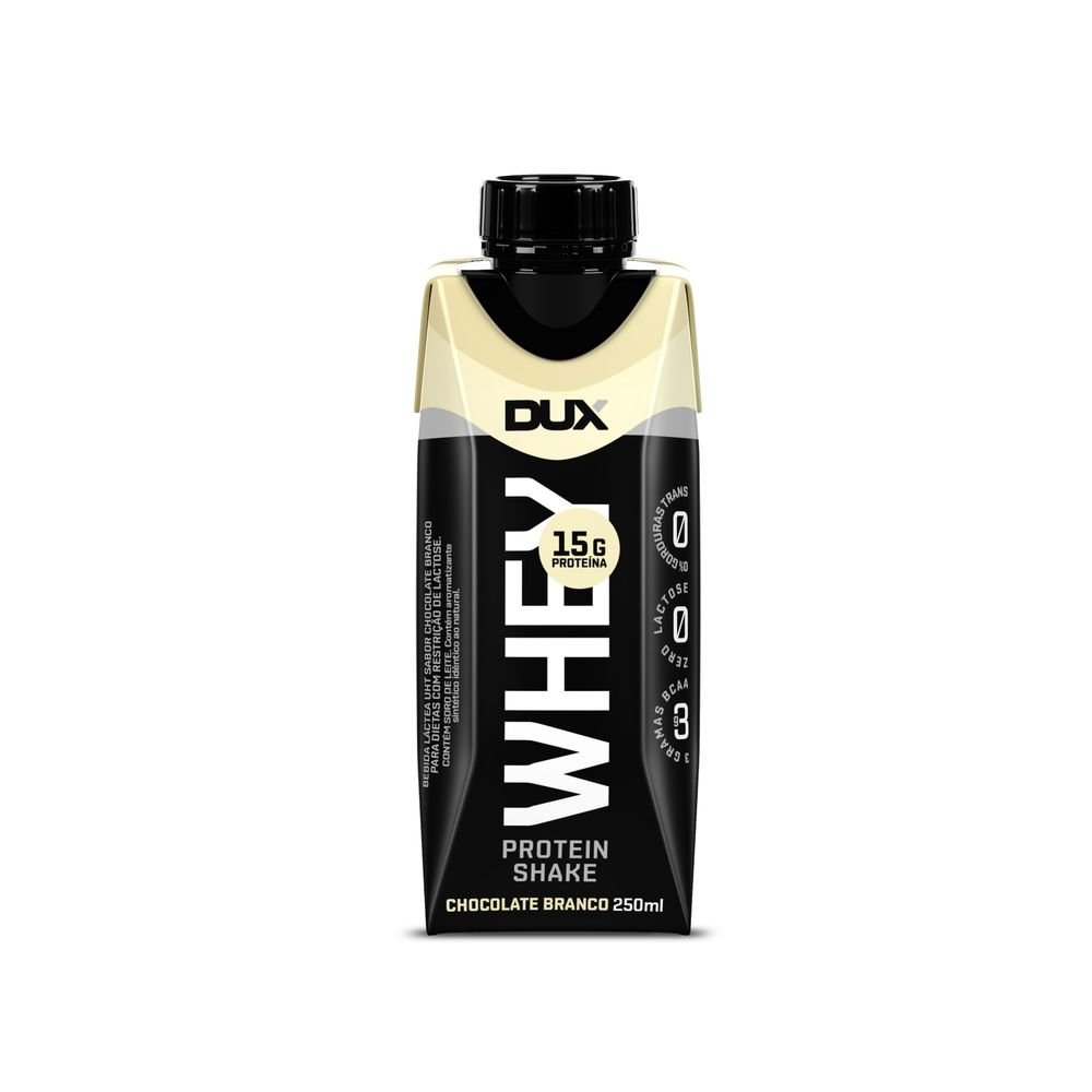 Whey Protein Shake Chocolate Branco 250mL Dux Nutrition Produtos