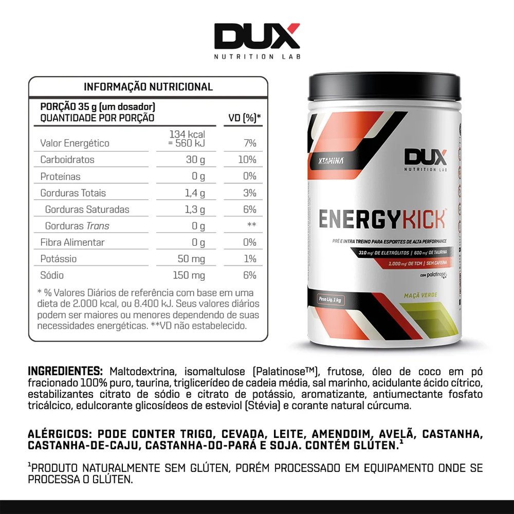 Energy Kick 1000g Maça Verde Dux Nutrition Produtos Naturais e